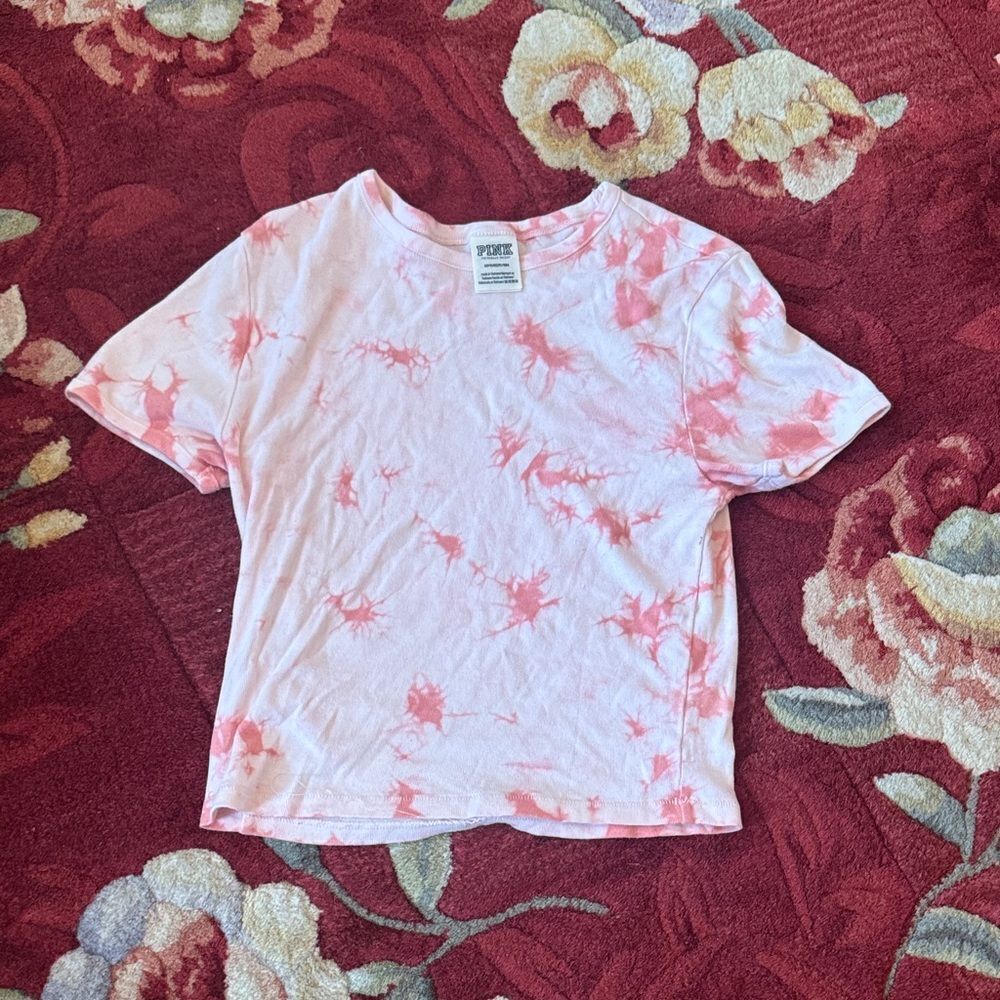 PINK Victoria's Secret Light Pink Tie-Dye Crop Top